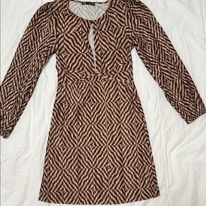 Zara Brown and Black Geometric Mini Dress